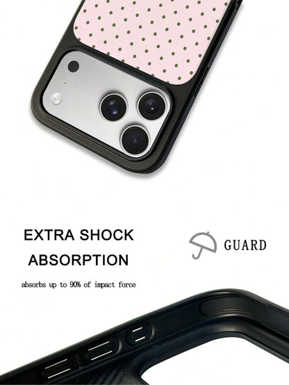 UMBAUTY Light Pink & Olive Green Small Polka Dot Pattern High-Definition Printing Matte Finish Fashionable & Fun Phone Case, Compatible With Apple Phone 17/16/15/14/13/12/11 Pro Max/Plus/Mini/29e Eleg