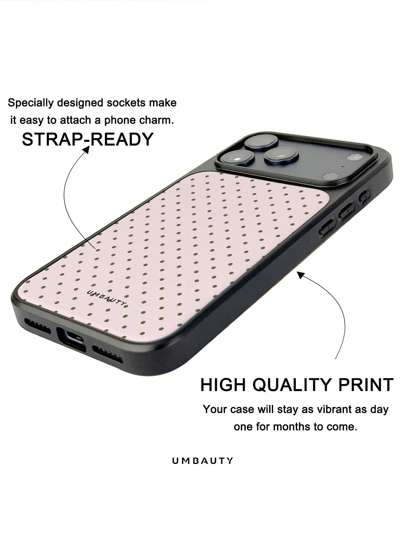 UMBAUTY Light Pink & Olive Green Small Polka Dot Pattern High-Definition Printing Matte Finish Fashionable & Fun Phone Case, Compatible With Apple Phone 17/16/15/14/13/12/11 Pro Max/Plus/Mini/29e Eleg