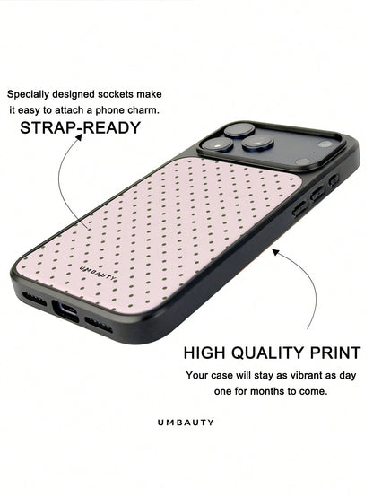 UMBAUTY Light Pink & Olive Green Small Polka Dot Pattern High-Definition Printing Matte Finish Fashionable & Fun Phone Case, Compatible With Apple Phone 17/16/15/14/13/12/11 Pro Max/Plus/Mini/29e Eleg