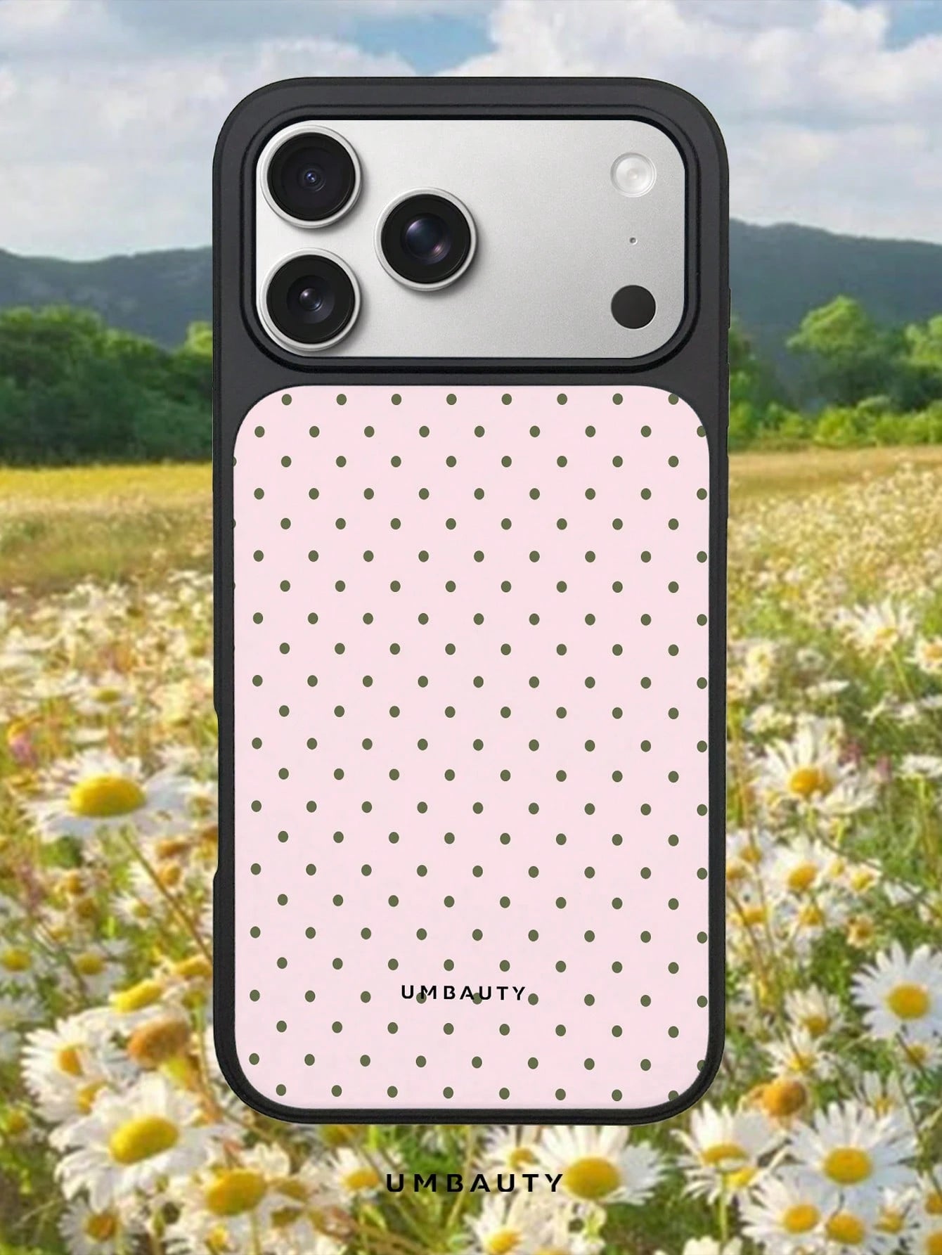 UMBAUTY Light Pink & Olive Green Small Polka Dot Pattern High-Definition Printing Matte Finish Fashionable & Fun Phone Case, Compatible With Apple Phone 17/16/15/14/13/12/11 Pro Max/Plus/Mini/29e Eleg