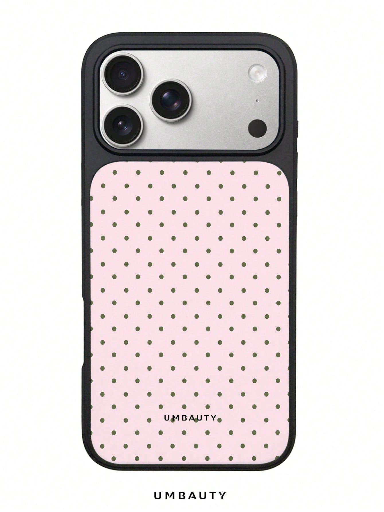 UMBAUTY Light Pink & Olive Green Small Polka Dot Pattern High-Definition Printing Matte Finish Fashionable & Fun Phone Case, Compatible With Apple Phone 17/16/15/14/13/12/11 Pro Max/Plus/Mini/29e Eleg