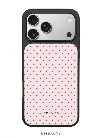 UMBAUTY Light Pink & Olive Green Small Polka Dot Pattern High-Definition Printing Matte Finish Fashionable & Fun Phone Case, Compatible With Apple Phone 17/16/15/14/13/12/11 Pro Max/Plus/Mini/29e Eleg