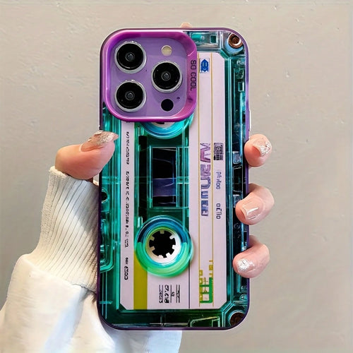 Unique Blue-Green/Clear Cassette Tape Creativity Design/Phone Case For IPhone 17 16e 16 15 14 13 12 11 Mini Pro Max Air X XR XSMAX 8 7 Plus/Anti Fall Matte Back Cover.High Quality| Teenage Girl Gif
