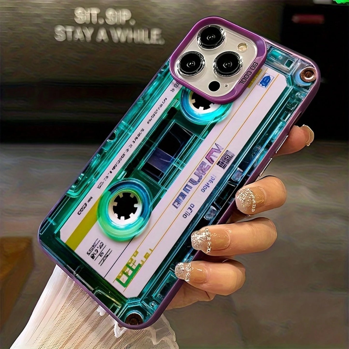 Unique Blue-Green/Clear Cassette Tape Creativity Design/Phone Case For IPhone 17 16e 16 15 14 13 12 11 Mini Pro Max Air X XR XSMAX 8 7 Plus/Anti Fall Matte Back Cover.High Quality| Teenage Girl Gif