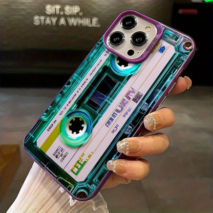 Unique Blue-Green/Clear Cassette Tape Creativity Design/Phone Case For IPhone 17 16e 16 15 14 13 12 11 Mini Pro Max Air X XR XSMAX 8 7 Plus/Anti Fall Matte Back Cover.High Quality| Teenage Girl Gif