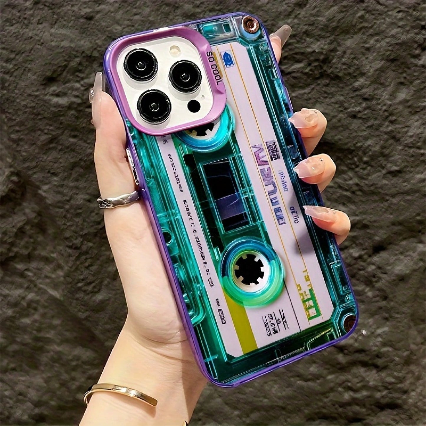 Unique Blue-Green/Clear Cassette Tape Creativity Design/Phone Case For IPhone 17 16e 16 15 14 13 12 11 Mini Pro Max Air X XR XSMAX 8 7 Plus/Anti Fall Matte Back Cover.High Quality| Teenage Girl Gif