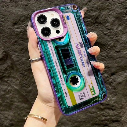 Unique Blue-Green/Clear Cassette Tape Creativity Design/Phone Case For IPhone 17 16e 16 15 14 13 12 11 Mini Pro Max Air X XR XSMAX 8 7 Plus/Anti Fall Matte Back Cover.High Quality| Teenage Girl Gif