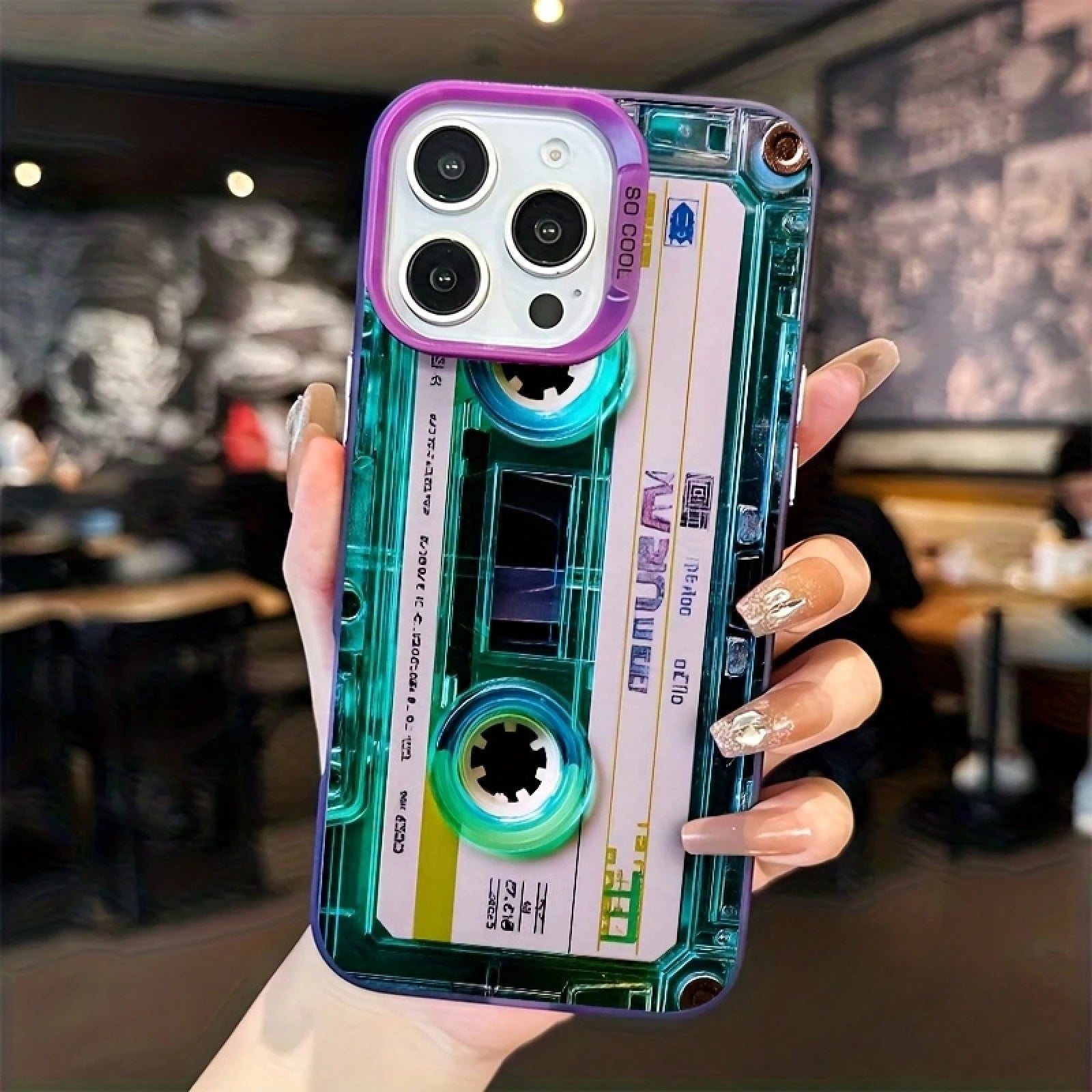Unique Blue-Green/Clear Cassette Tape Creativity Design/Phone Case For IPhone 17 16e 16 15 14 13 12 11 Mini Pro Max Air X XR XSMAX 8 7 Plus/Anti Fall Matte Back Cover.High Quality| Teenage Girl Gif