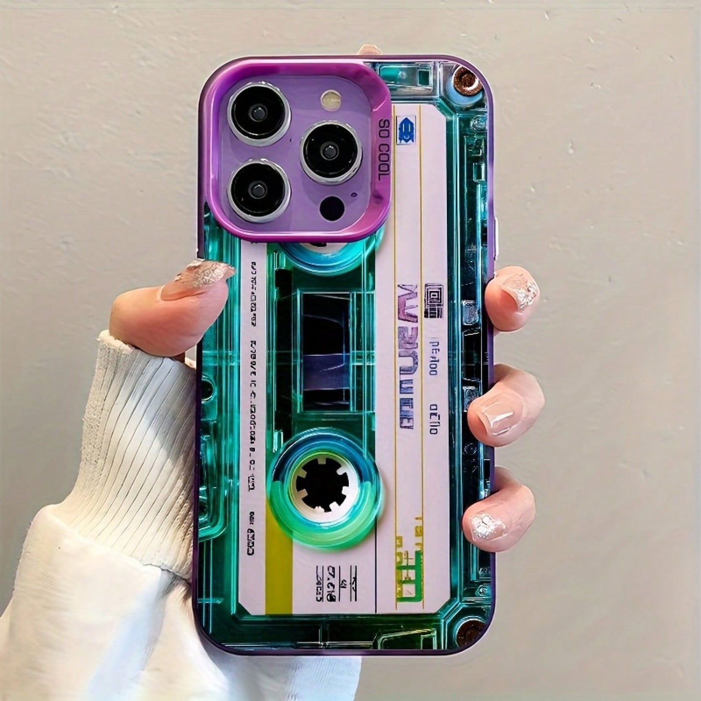 Unique Blue-Green/Clear Cassette Tape Creativity Design/Phone Case For IPhone 17 16e 16 15 14 13 12 11 Mini Pro Max Air X XR XSMAX 8 7 Plus/Anti Fall Matte Back Cover.High Quality| Teenage Girl Gif