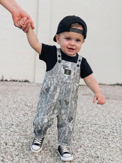 Unisex Newborn Baby Boy/Girl Black Camo,Summer,Casual,Vacation Fashionable Bib Pants Romper,Streetwear Camouflage Print Overalls Toddler Outfit