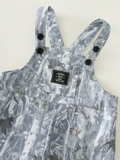Unisex Newborn Baby Boy/Girl Black Camo,Summer,Casual,Vacation Fashionable Bib Pants Romper,Streetwear Camouflage Print Overalls Toddler Outfit