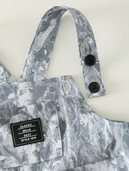 Unisex Newborn Baby Boy/Girl Black Camo,Summer,Casual,Vacation Fashionable Bib Pants Romper,Streetwear Camouflage Print Overalls Toddler Outfit