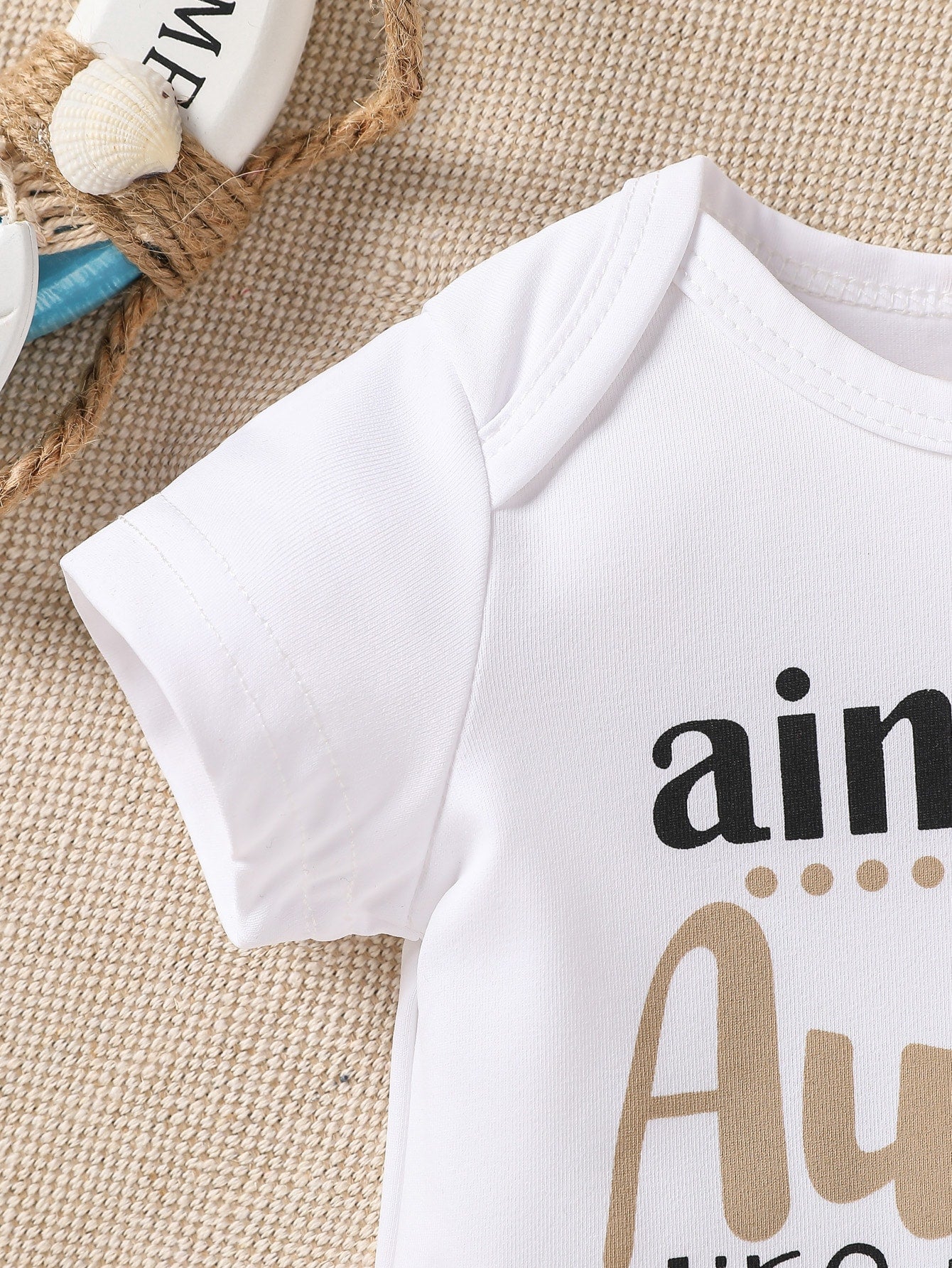 Unisex Newborn Baby Letter Slogan Bodysuit, White Short Sleeve Neutral Newborn Outfit, Neutral Baby, All Season