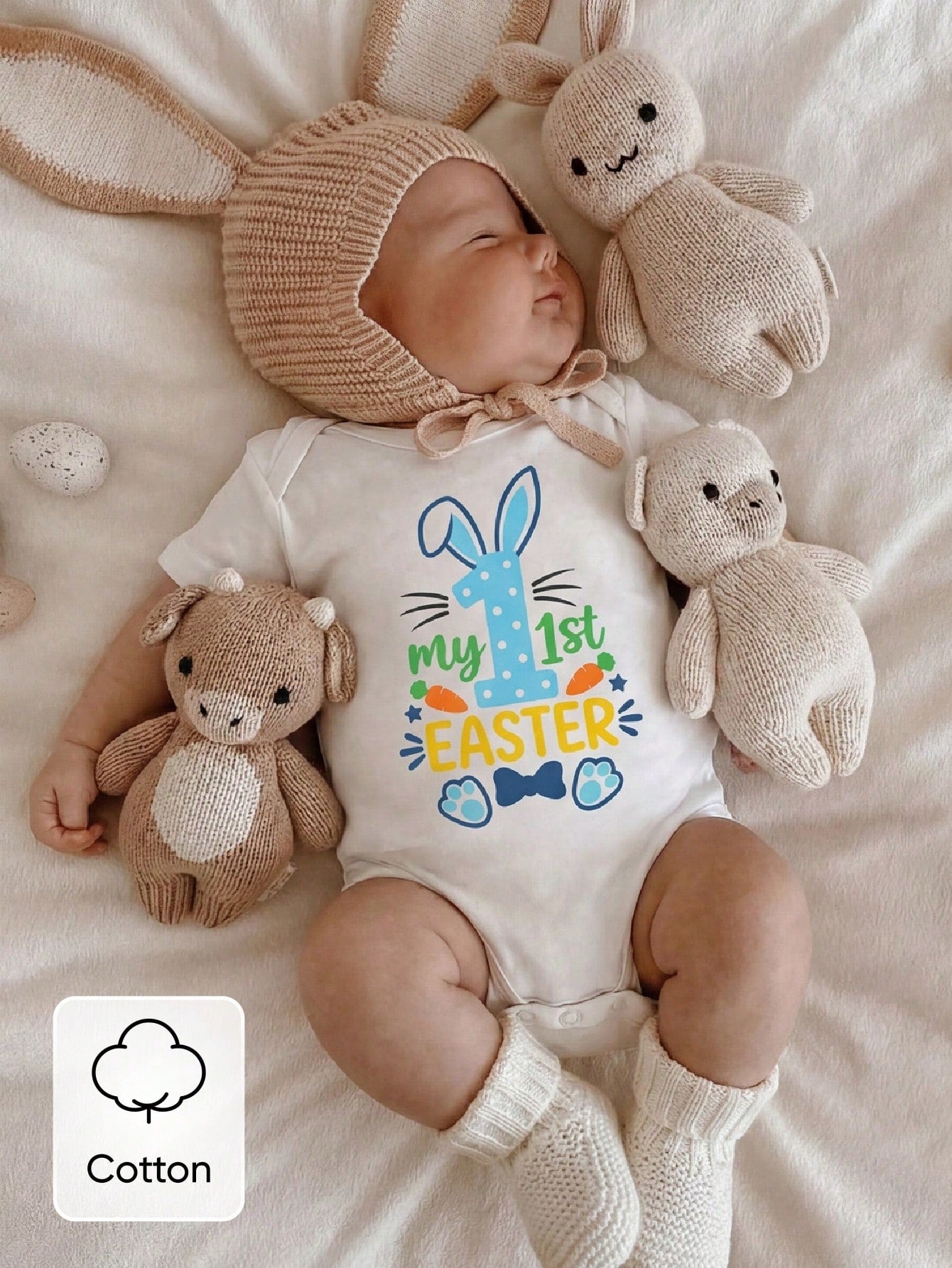 Unisex Newborn Baby Letter Slogan Bodysuit, White Short Sleeve Neutral Newborn Outfit, Neutral Baby, All Season