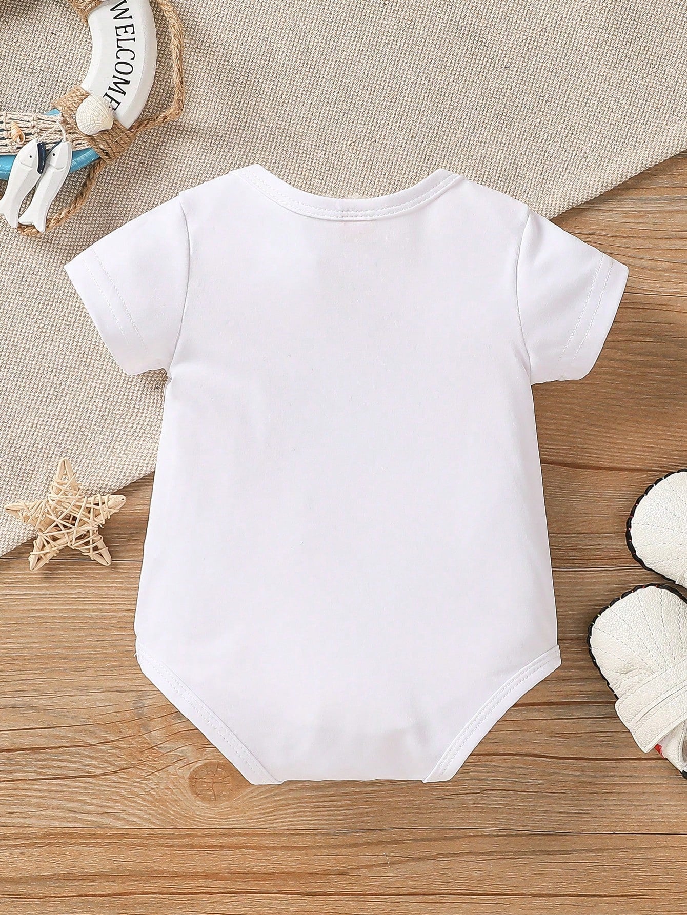 Unisex Newborn Baby Letter Slogan Bodysuit, White Short Sleeve Neutral Newborn Outfit, Neutral Baby, All Season