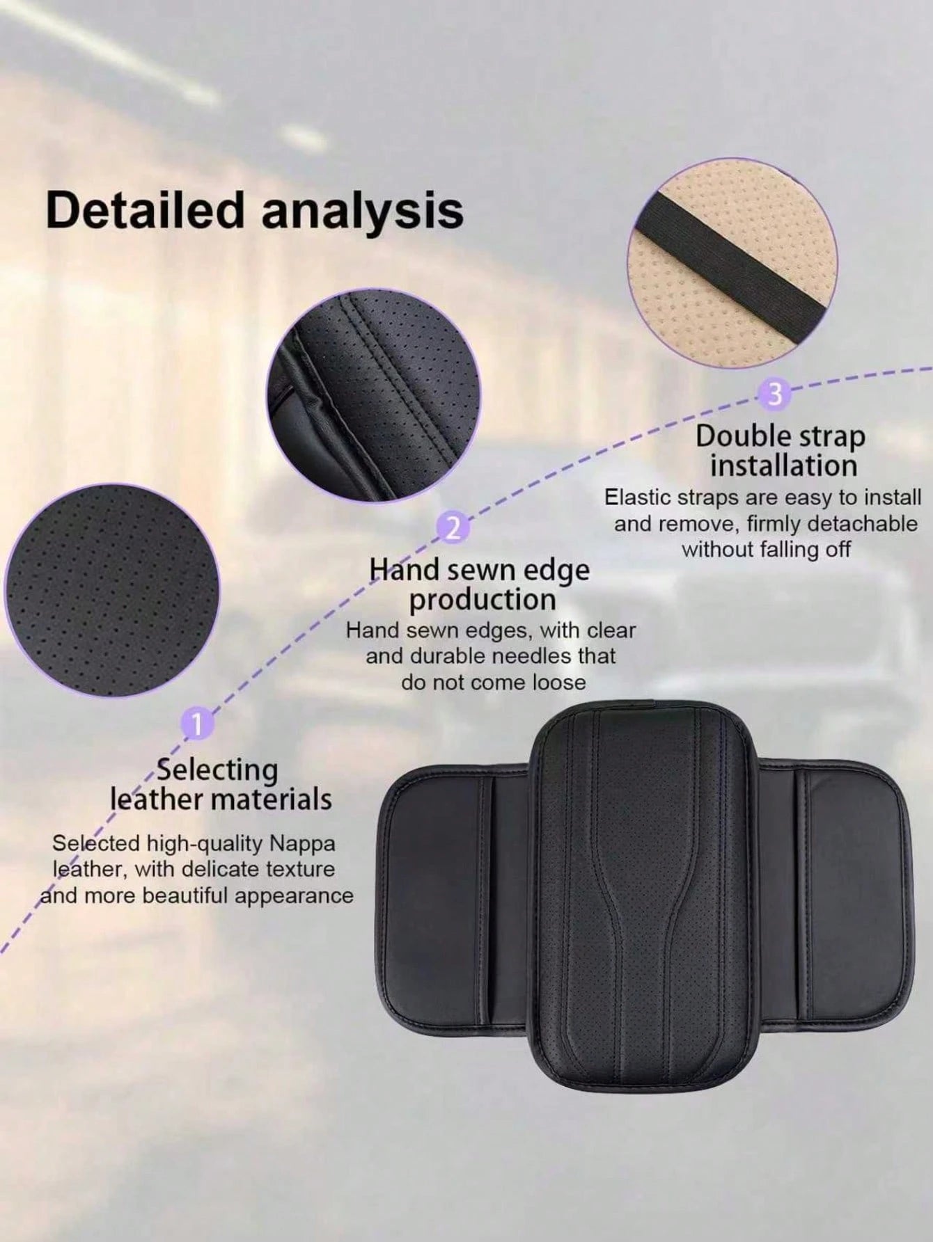 Universal Car Center Console Cover With 2 Storage Pockets- PU Leather Armrest Pad, Waterproof Protective Mat, Scratch-Resistant & Wear-Resistant Interior Accessory, Suitable For SUV, Truck, Vehicle