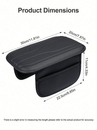 Universal Car Center Console Cover With 2 Storage Pockets- PU Leather Armrest Pad, Waterproof Protective Mat, Scratch-Resistant & Wear-Resistant Interior Accessory, Suitable For SUV, Truck, Vehicle