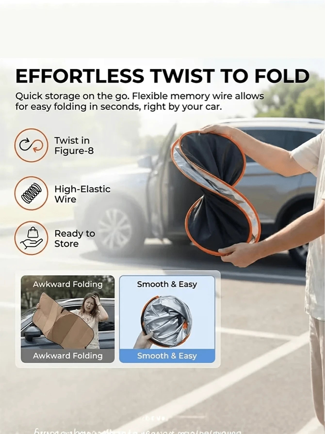 Universal Car Front Windshield Sunshade, Thickened Heat Insulation Anti-Glare Sunshade, Foldable Waterproof Car Sunshade, Blocks UV Rays And Sun Protection, Keeps Car Interior Cool, Easy To Store Summ