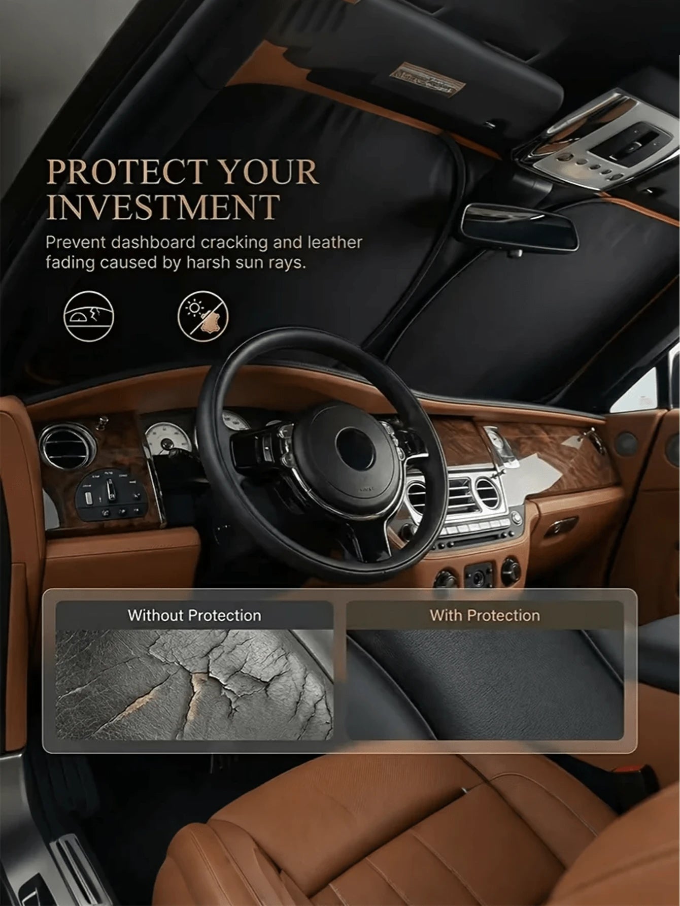 Universal Car Front Windshield Sunshade, Thickened Heat Insulation Anti-Glare Sunshade, Foldable Waterproof Car Sunshade, Blocks UV Rays And Sun Protection, Keeps Car Interior Cool, Easy To Store Summ