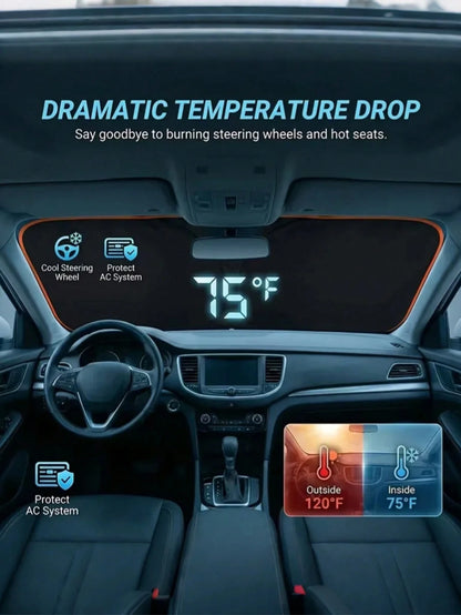 Universal Car Front Windshield Sunshade, Thickened Heat Insulation Anti-Glare Sunshade, Foldable Waterproof Car Sunshade, Blocks UV Rays And Sun Protection, Keeps Car Interior Cool, Easy To Store Summ