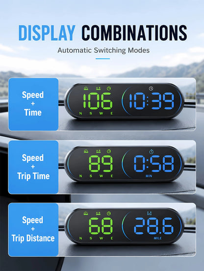 Universal Car GPS Speedometer HUD- 2026 New Head-Up Display, Supports MPH/KMH, Large LED Font, USB Plug & Play, Auto Brightness- Compatible With All Car Models