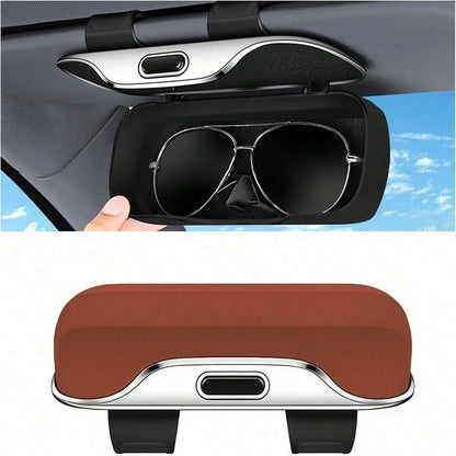Universal Car Visor & Dashboard Fashion Glasses Holder – One-Handed Quick Access, Scratch-Resistant & Shockproof Case, Heat/Cold Resistant, Easy Install, Great Gift For Drivers, Fathers & Friends, Per