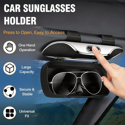 Universal Car Visor & Dashboard Fashion Glasses Holder – One-Handed Quick Access, Scratch-Resistant & Shockproof Case, Heat/Cold Resistant, Easy Install, Great Gift For Drivers, Fathers & Friends, Per