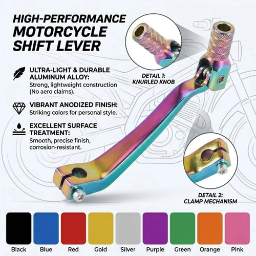Universal CNC Aluminum Alloy Motorcycle Folding Gear Shift Lever, Durable Lightweight Gear Shifter, Suitable For 50cc-125cc Pit Bike Off-Road Motorcycle CRF XR RM KX KLX TTR PW SSR Apollo Tao Tao Modi