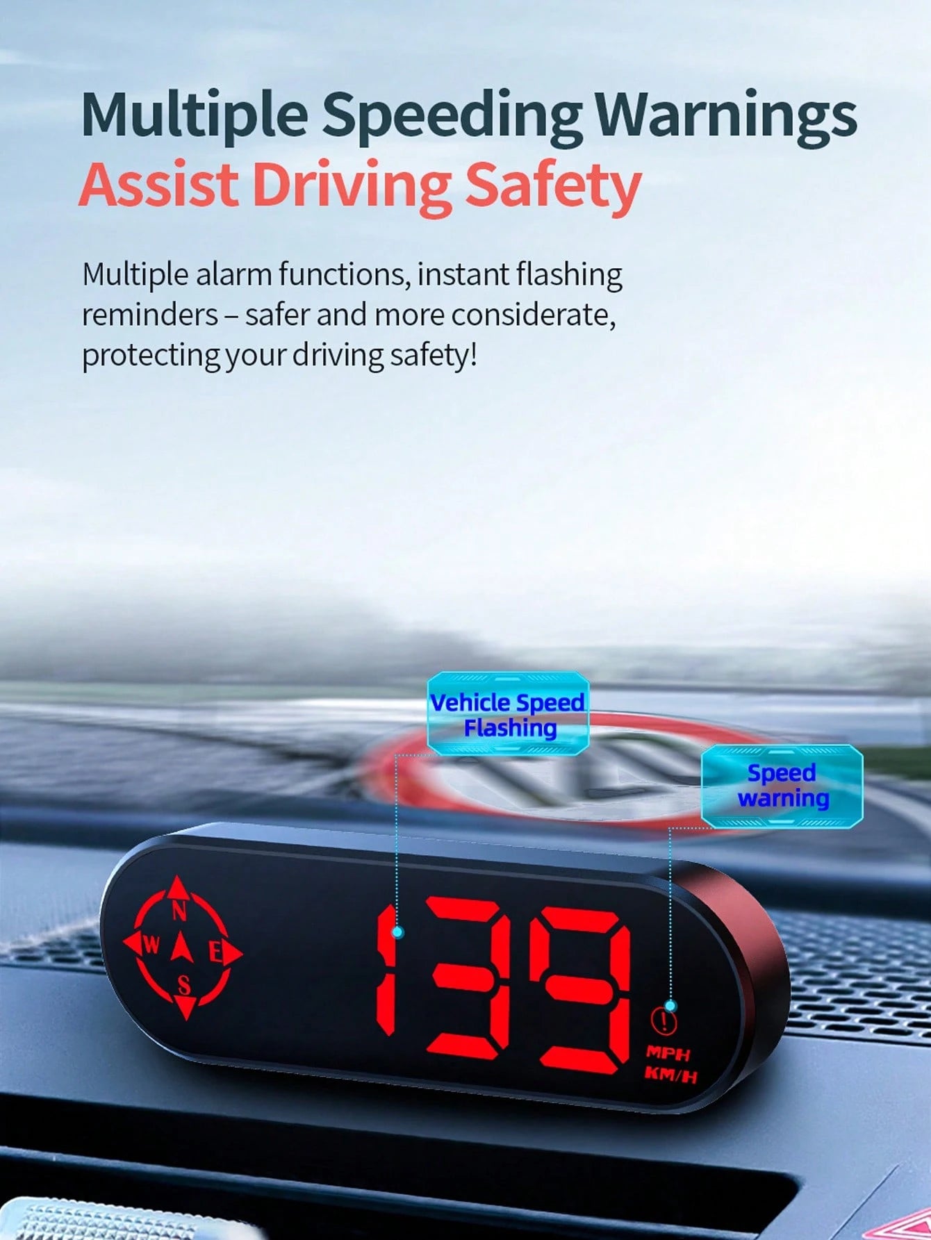 Universal Digital GPS Speedometer HUD, 4.63" Large LCD Heads Up Display With GPS+BDS Dual Satellite, MPH/KMH Speedometer, Overspeed & Fatigue Driving Alarm, Trip Meter For All Vehicles