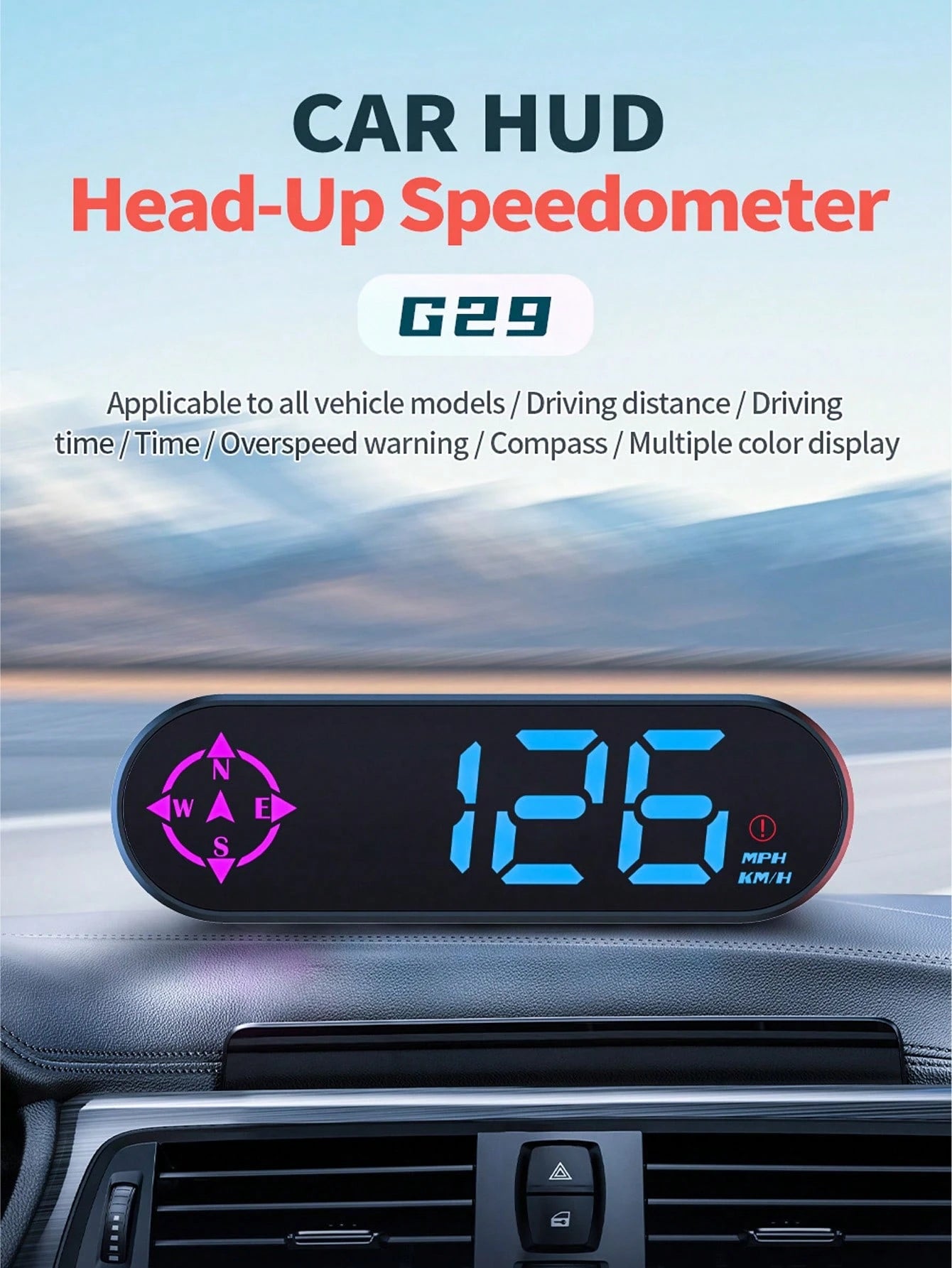 Universal Digital GPS Speedometer HUD, 4.63" Large LCD Heads Up Display With GPS+BDS Dual Satellite, MPH/KMH Speedometer, Overspeed & Fatigue Driving Alarm, Trip Meter For All Vehicles