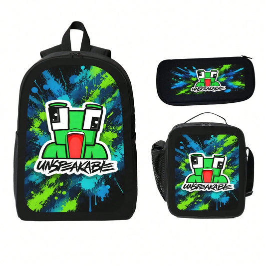UNSPEAKABLE Anime Backpack 3PCS Set For Teens Women Men Casual School Backpack With Travel Bag Lightweight Daypack For Students