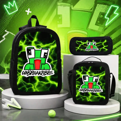 UNSPEAKABLE Anime Backpack 3PCS Set For Teens Women Men Casual School Backpack With Travel Bag Lightweight Daypack For Students