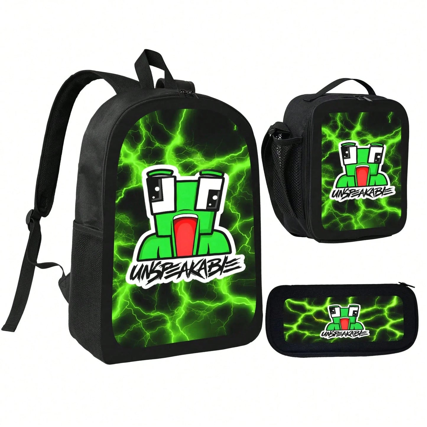 UNSPEAKABLE Anime Backpack 3PCS Set For Teens Women Men Casual School Backpack With Travel Bag Lightweight Daypack For Students