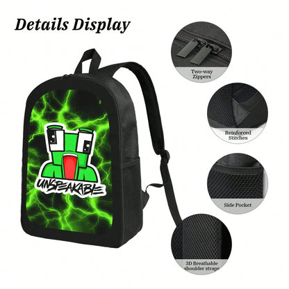 UNSPEAKABLE Anime Backpack 3PCS Set For Teens Women Men Casual School Backpack With Travel Bag Lightweight Daypack For Students