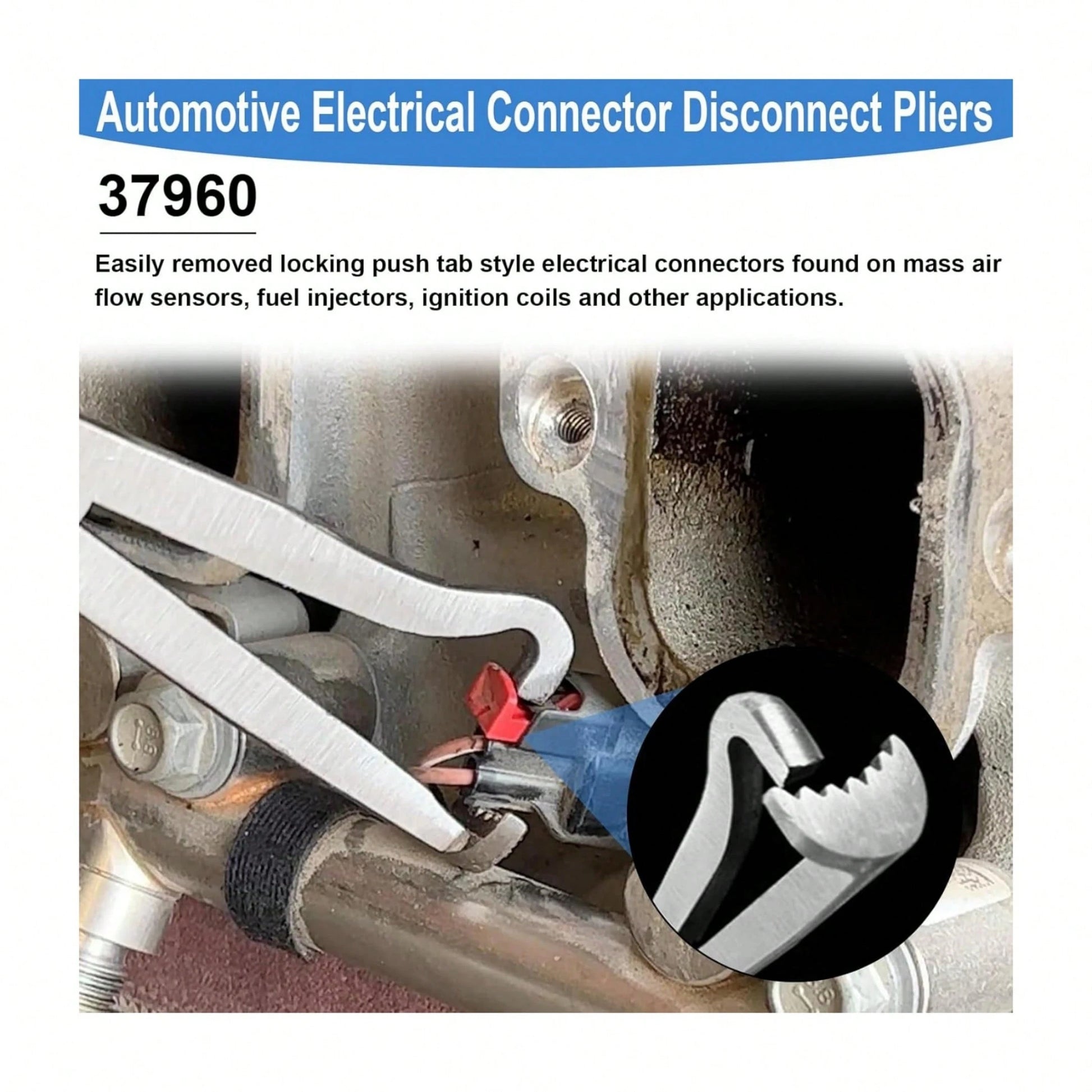 Upgraded 37960 Electrical Disconnect Pliers, 8in Automotive Tools Electrical Connector Pliers, Automotive Electrical Plug Connector Disconnect Tools For Push Tab Style Plugs