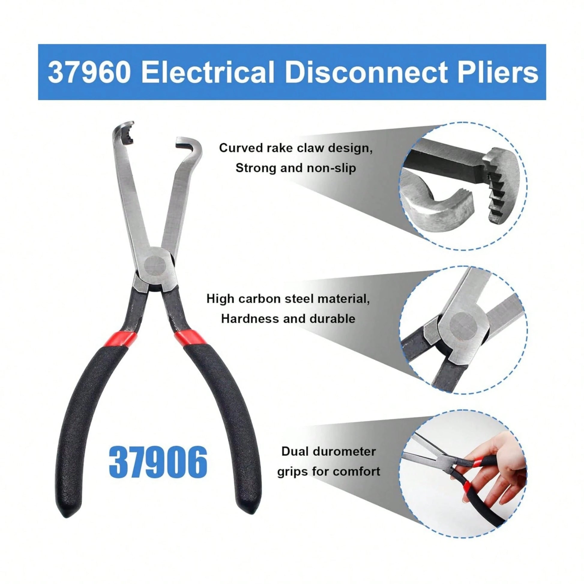Upgraded 37960 Electrical Disconnect Pliers, 8in Automotive Tools Electrical Connector Pliers, Automotive Electrical Plug Connector Disconnect Tools For Push Tab Style Plugs