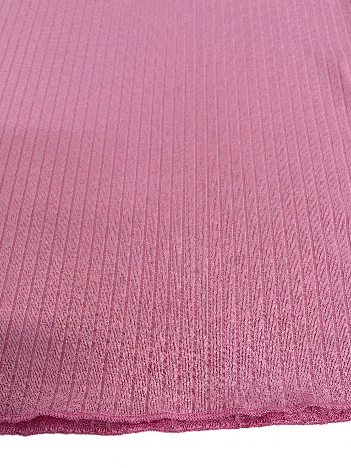 UREREM 210g Soft Solid Color Square Neck Ribbed Knit Side Drawstring Bodycon Long Sleeve Dress Pink Spring Elegant