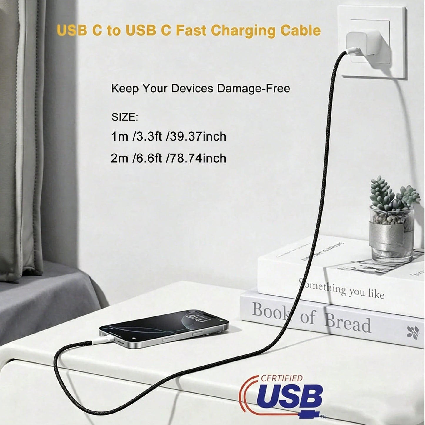 USB-C Fast Charging Cable Compatible With IPhone 17/16/15, USB-C To Type-C Charging & Data Cable (3.3/6.6/10ft Nylon Braided) For Indoor/Outdoor/Travel And Car, Fast Charging Compatible With Iphone 17