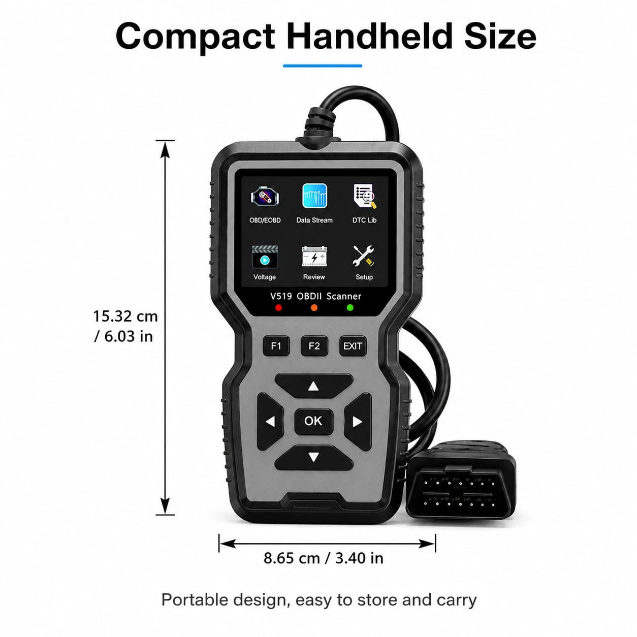 V519 OBD2 Scanner Engine Fault Code Reader Battery Voltage Tester Auto Diagnostic Tool