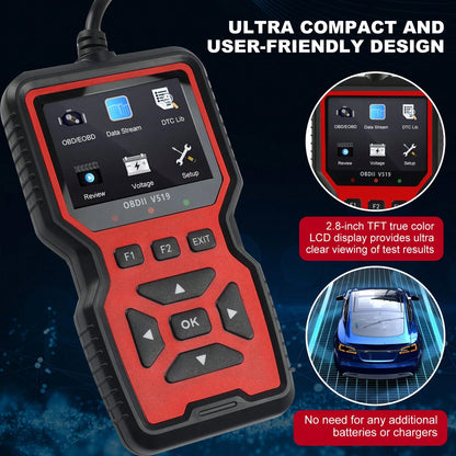 V519 Professional OBD2 Scanner- USB Powered Automotive Diagnostic Tool, With Live Data Stream, Full-Function OBD II Testing (I/M Readiness, OBD2/EOBD), Clear Engine Light, Read/Erase Codes For Most V