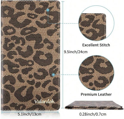 Valardoh Premium Car Registration And Insurance Card Holder, Car Document Holder For Cards, Driver License &Amp; Other Essential Documents (Large, Leopard)
