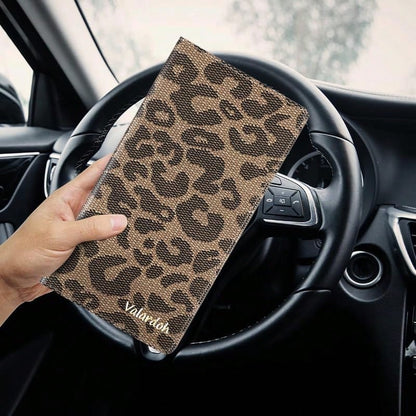 Valardoh Premium Car Registration And Insurance Card Holder, Car Document Holder For Cards, Driver License &Amp; Other Essential Documents (Large, Leopard)