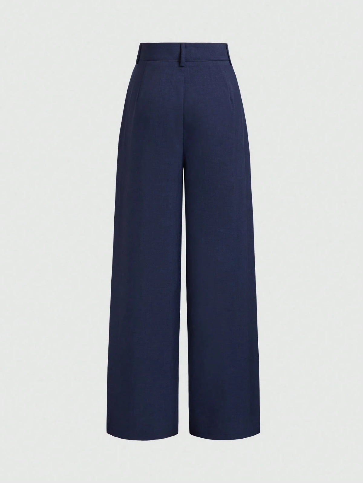 Vela Rue Minimalist Design Thin Slightly Sheer Navy Blue Solid Color Suit Pants With Zipper And Hook Closure Wide Leg Slimming All-Season Fashion Trousers