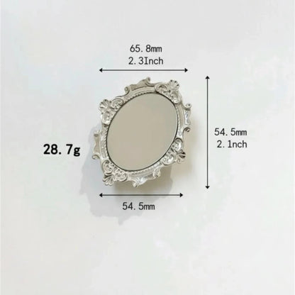 Vintage Pattern Mirror Creative Phone Air Cushion Stand, Adhesive Foldable Slouchy Desktop Round Mirror Stand, Perfect Phone Gift, Halloween Gift, Christmas Gift, Suitable For IPhone, Android Phones