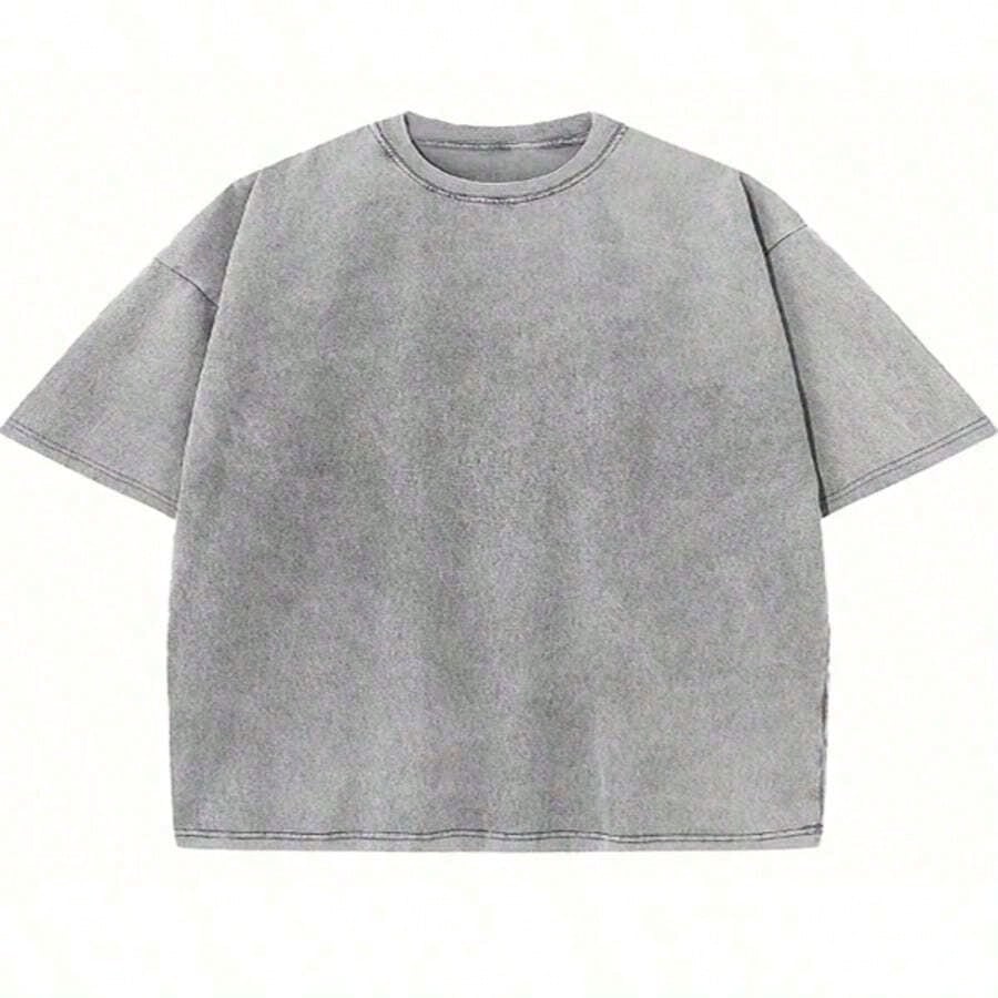 Vintage Washed Cotton Loose-Fit T-Hirt, Cute Face And Heart Print, Women's Casual Treet Tyle Hort-Leeve Top, Wrinkle-Resistant Washed Cotton T-Shir