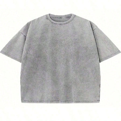 Vintage Washed Cotton Loose-Fit T-Hirt, Cute Face And Heart Print, Women's Casual Treet Tyle Hort-Leeve Top, Wrinkle-Resistant Washed Cotton T-Shir