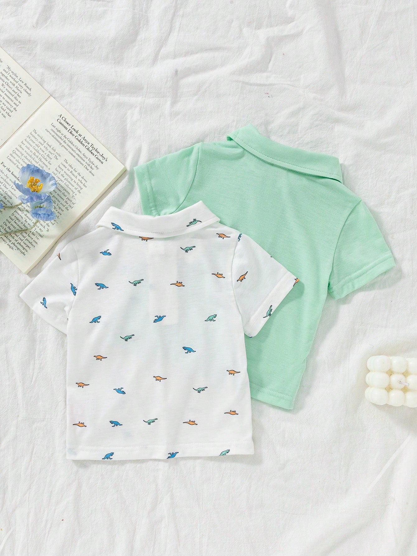 Vintaside Kids Baby Boys Summer Casual POLO Shirt 2pcs Sets,White Graphic Knitted Fabric,Back-To-School Carrer Day,Loose Striped Print Top For Party Wedding School