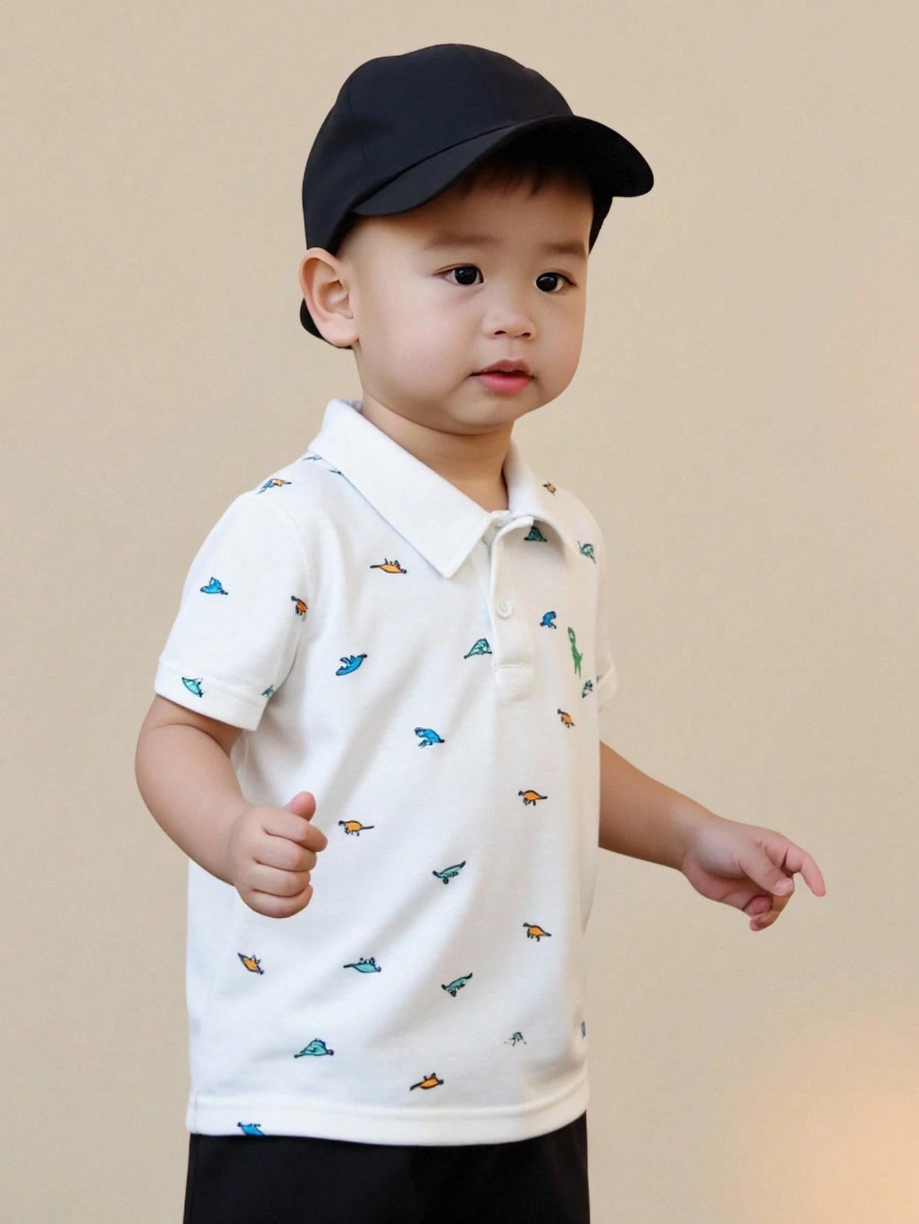 Vintaside Kids Baby Boys Summer Casual POLO Shirt 2pcs Sets,White Graphic Knitted Fabric,Back-To-School Carrer Day,Loose Striped Print Top For Party Wedding School