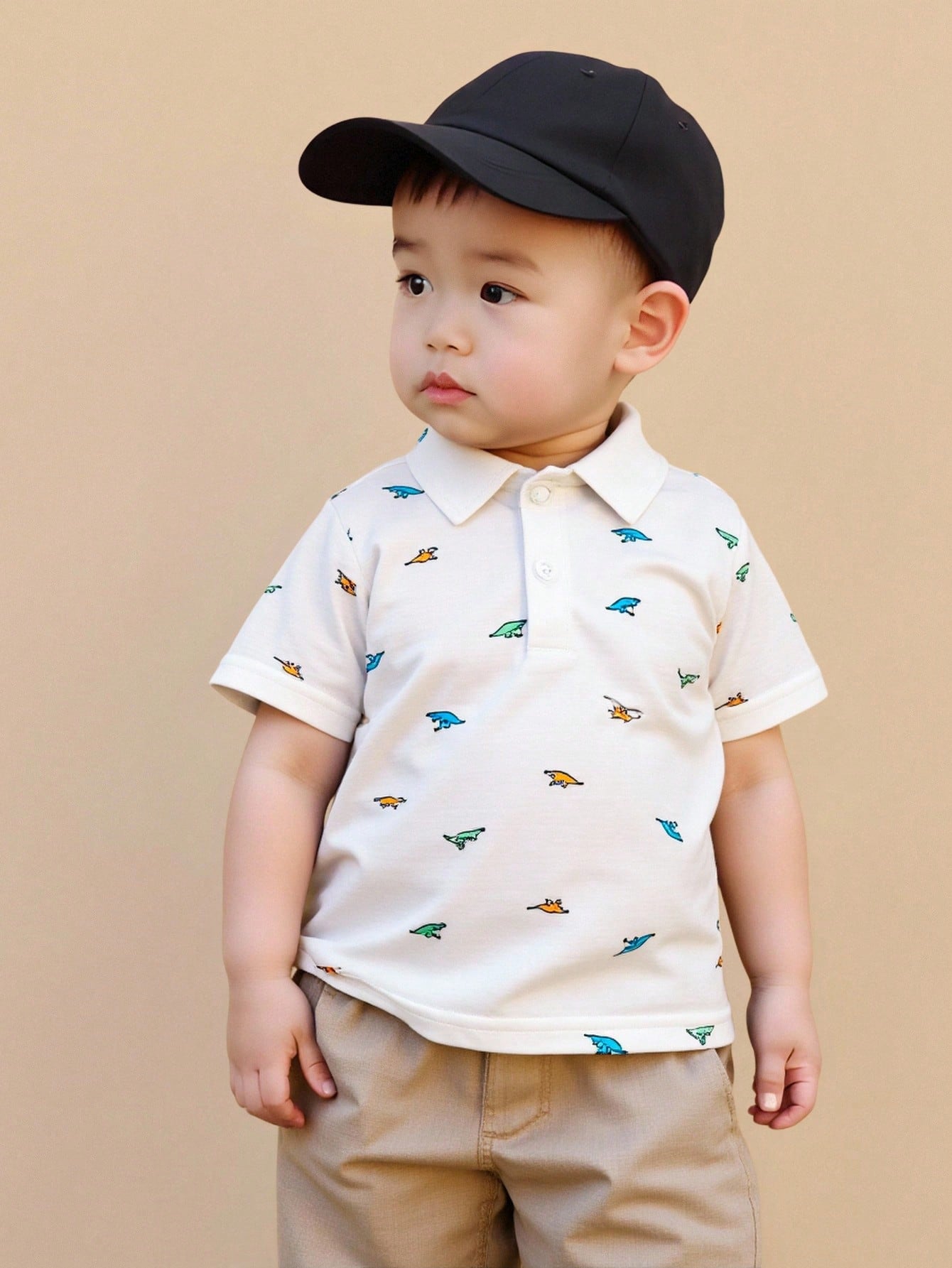 Vintaside Kids Baby Boys Summer Casual POLO Shirt 2pcs Sets,White Graphic Knitted Fabric,Back-To-School Carrer Day,Loose Striped Print Top For Party Wedding School