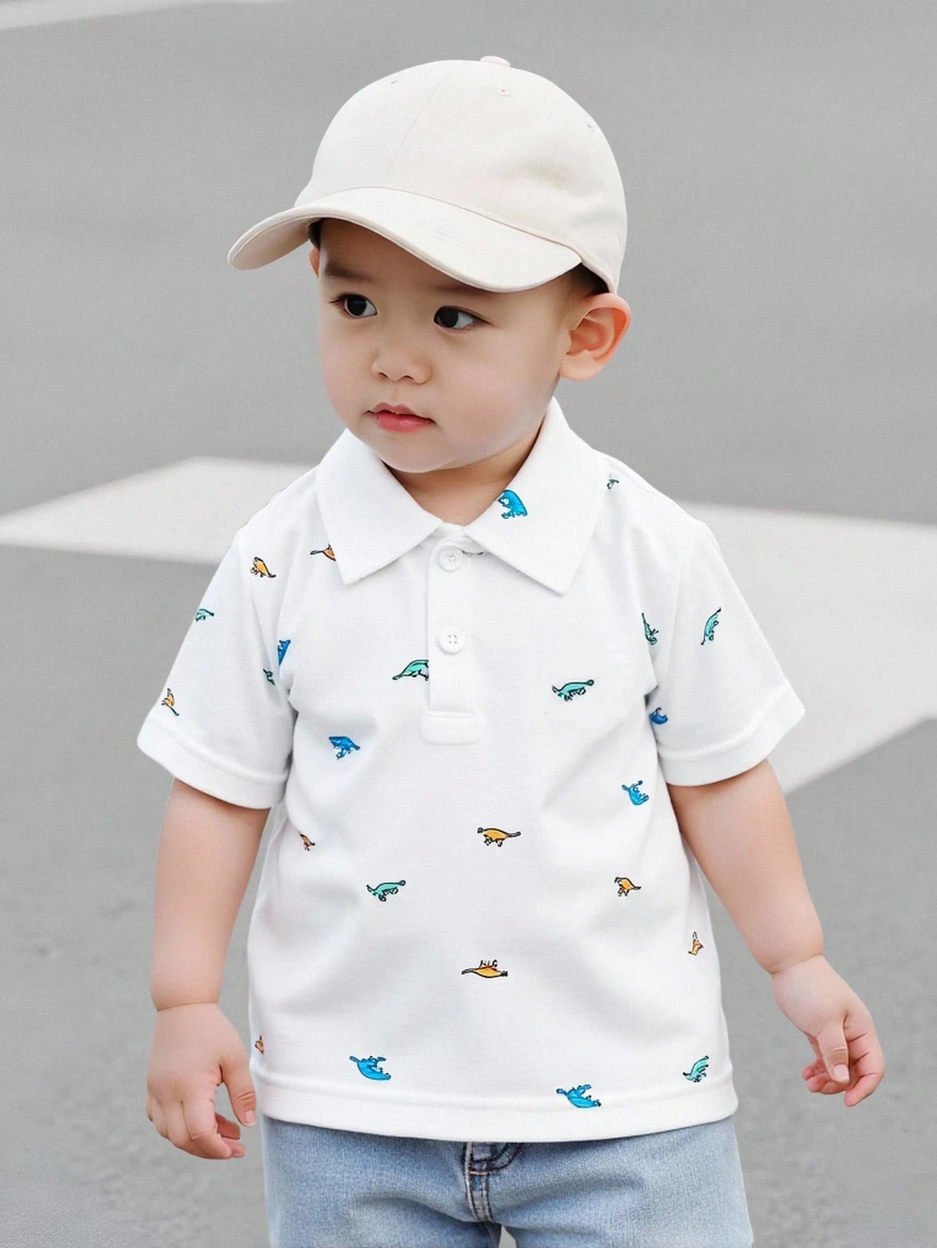 Vintaside Kids Baby Boys Summer Casual POLO Shirt 2pcs Sets,White Graphic Knitted Fabric,Back-To-School Carrer Day,Loose Striped Print Top For Party Wedding School